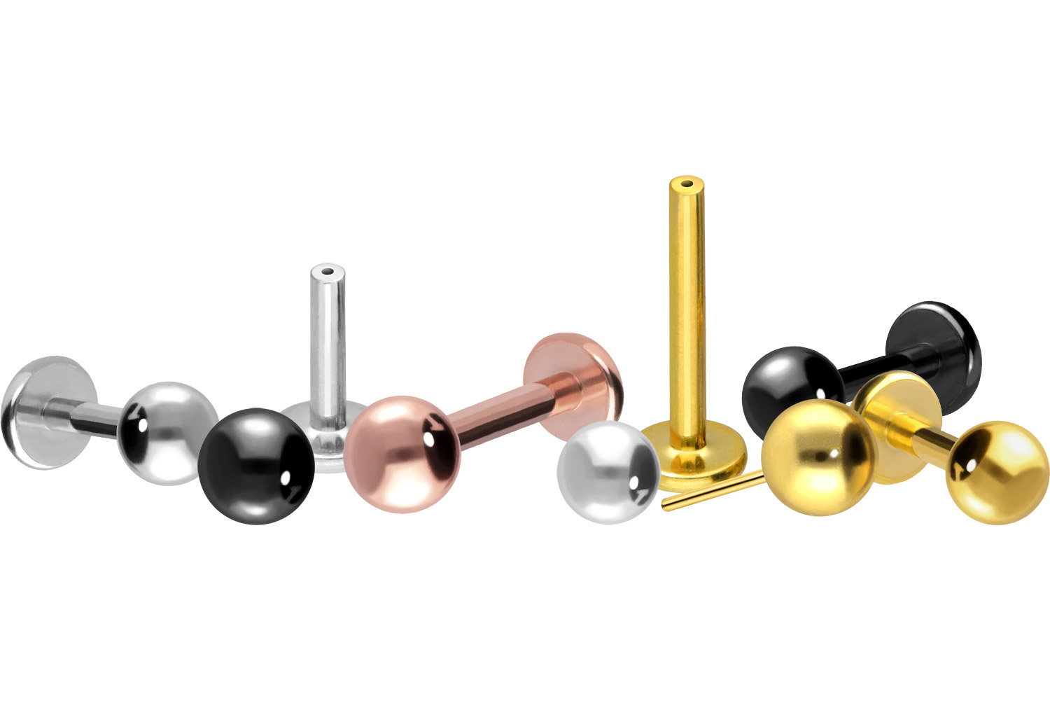 Titan Labret Piercing Mit Kristall – Push Fit, 7 Mm Stange, Für Ohr & Lippe